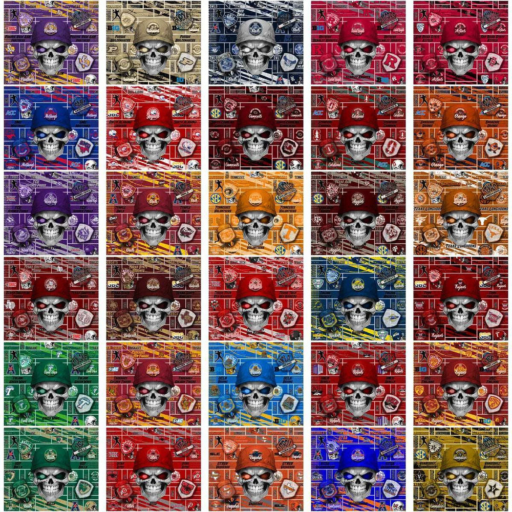 128 NCAA College Sports Skull Wrap Tumbler Wrap Bundle JPG