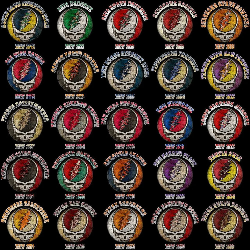 129 College Football Teams Grateful Dead Skull Designs Bundle PNG