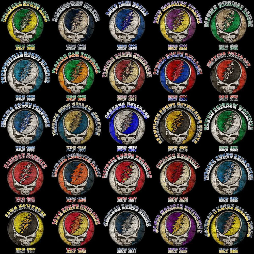 129 College Football Teams Grateful Dead Skull Designs Bundle PNG