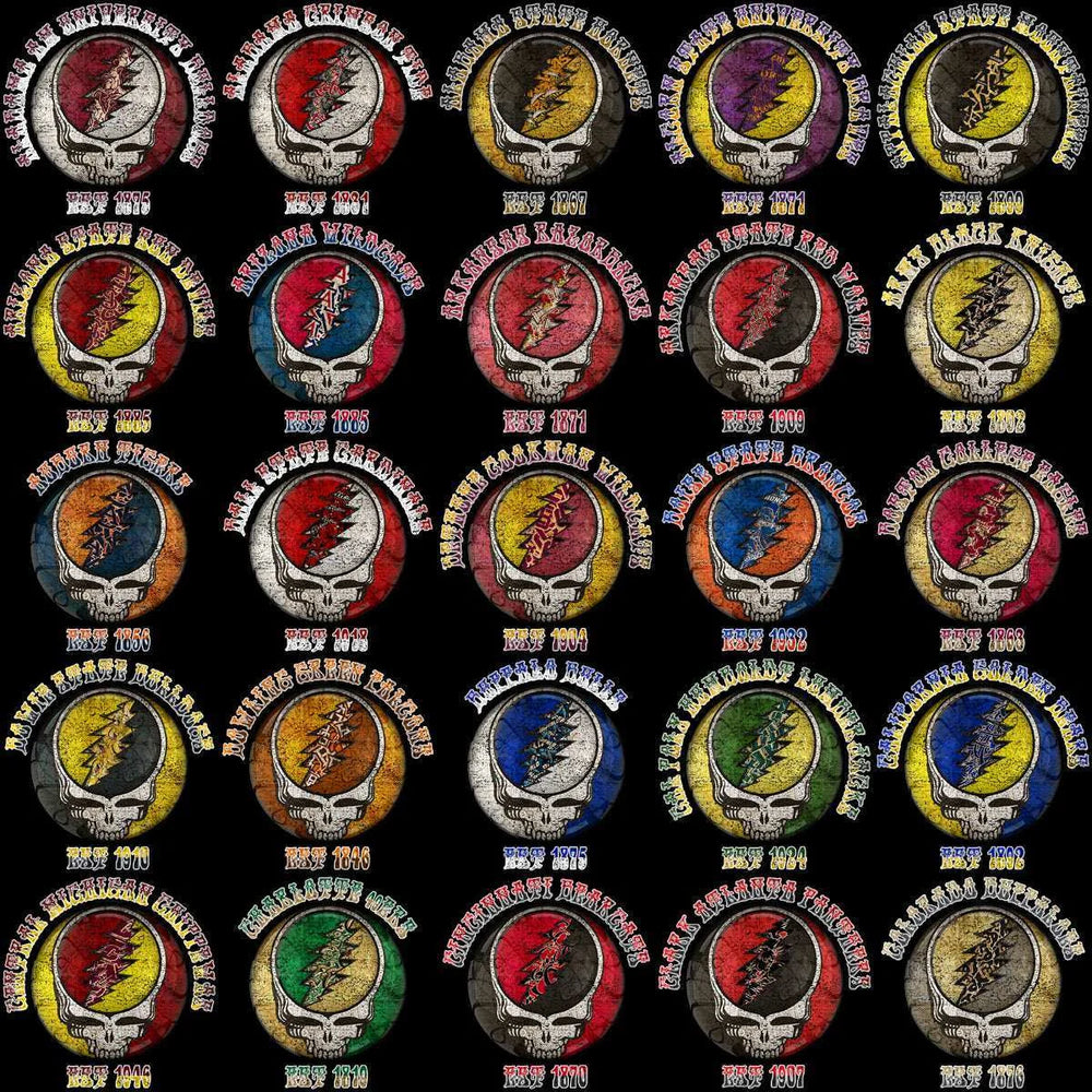 129 College Football Teams Grateful Dead Skull Designs Bundle PNG