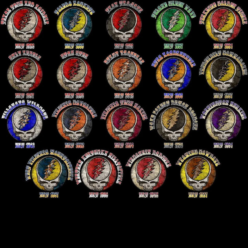 129 College Football Teams Grateful Dead Skull Designs Bundle PNG