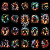 Load image into Gallery viewer, 129 Comics Super Heroes Colorful Halftone Designs Bundle Png
