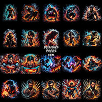 Load image into Gallery viewer, 129 Comics Super Heroes Colorful Halftone Designs Bundle Png
