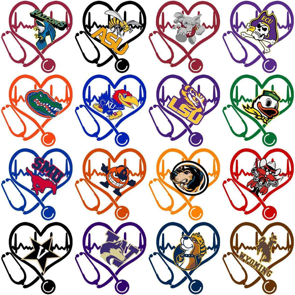 129 Love Heart Beat College Sports NCAA Teams Designs Bundle PNG