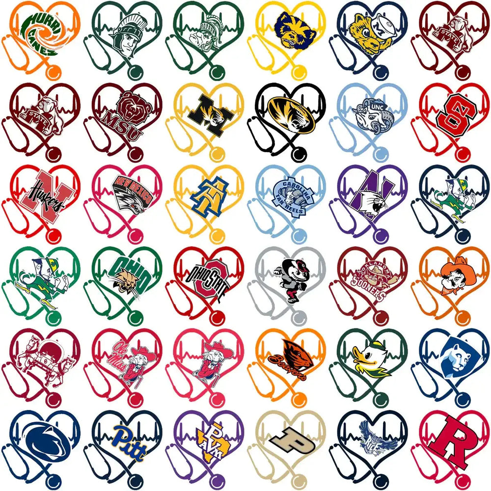 129 Love Heart Beat College Sports NCAA Teams Designs Bundle PNG