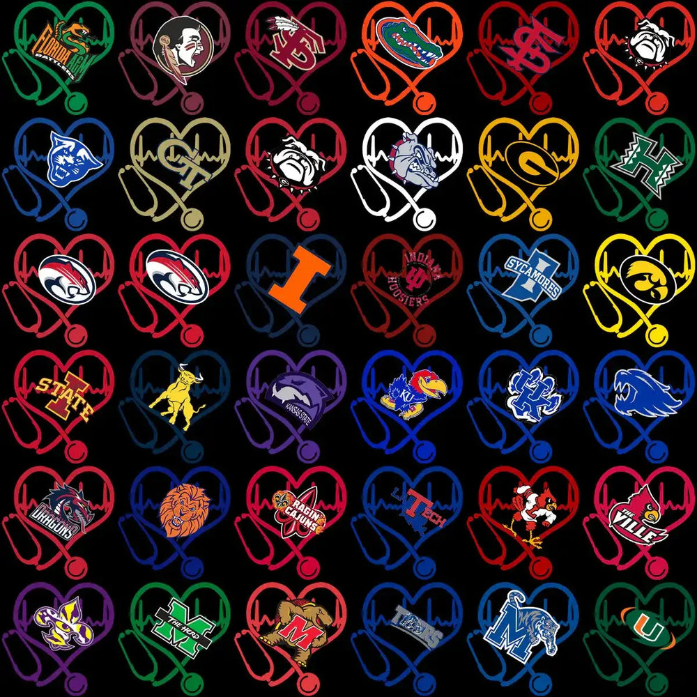 129 Love Heart Beat College Sports NCAA Teams Designs Bundle PNG