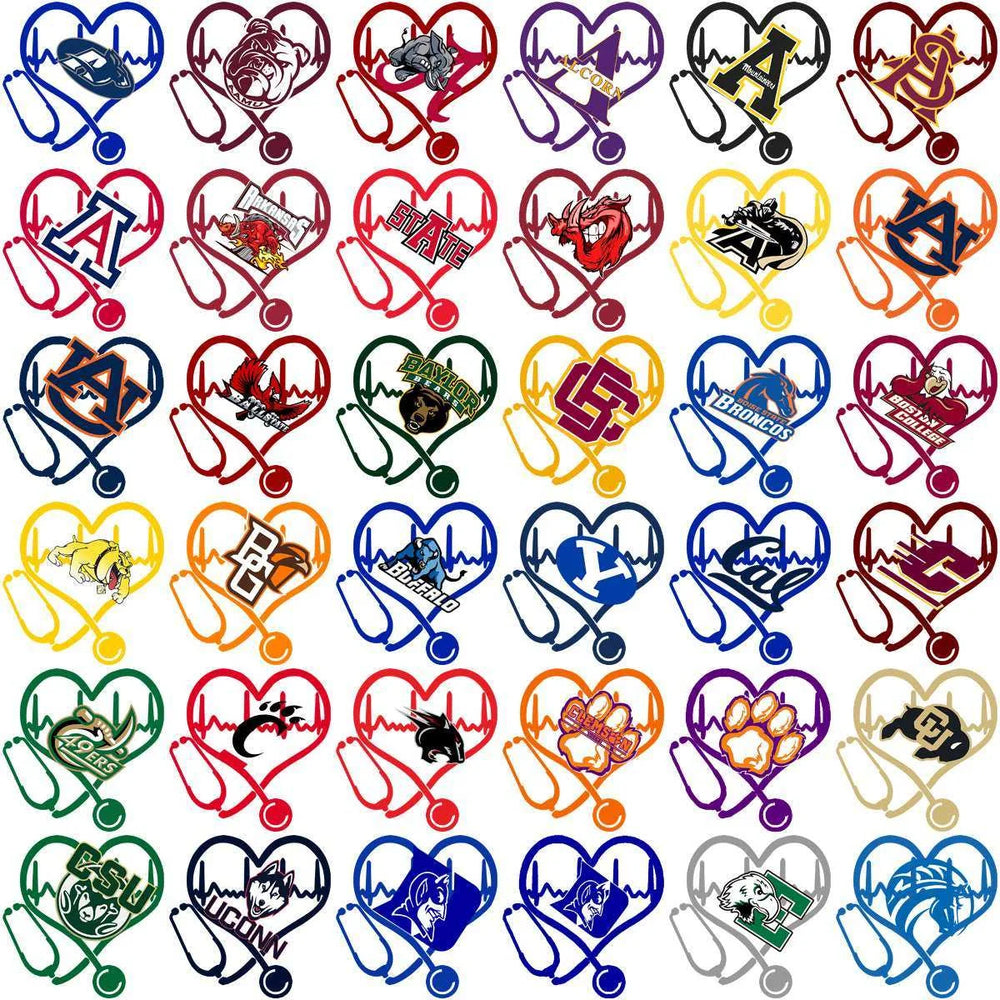 129 Love Heart Beat College Sports NCAA Teams Designs Bundle PNG