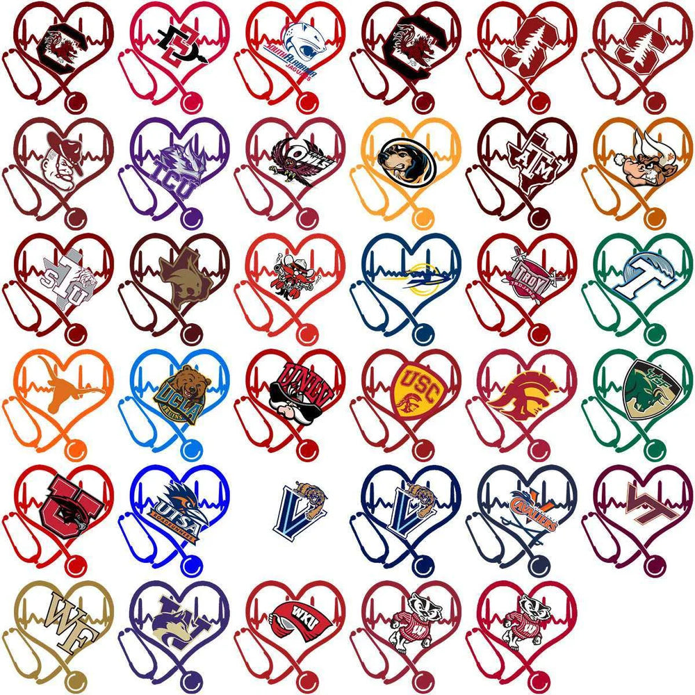 129 Love Heart Beat College Sports NCAA Teams Designs Bundle PNG