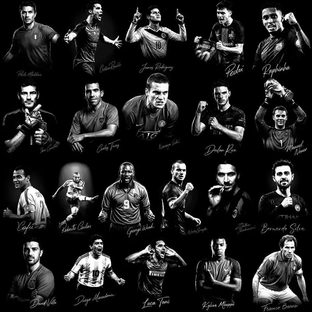 129 Soccer Legends Football Halftone Signature Designs Bundle PNG