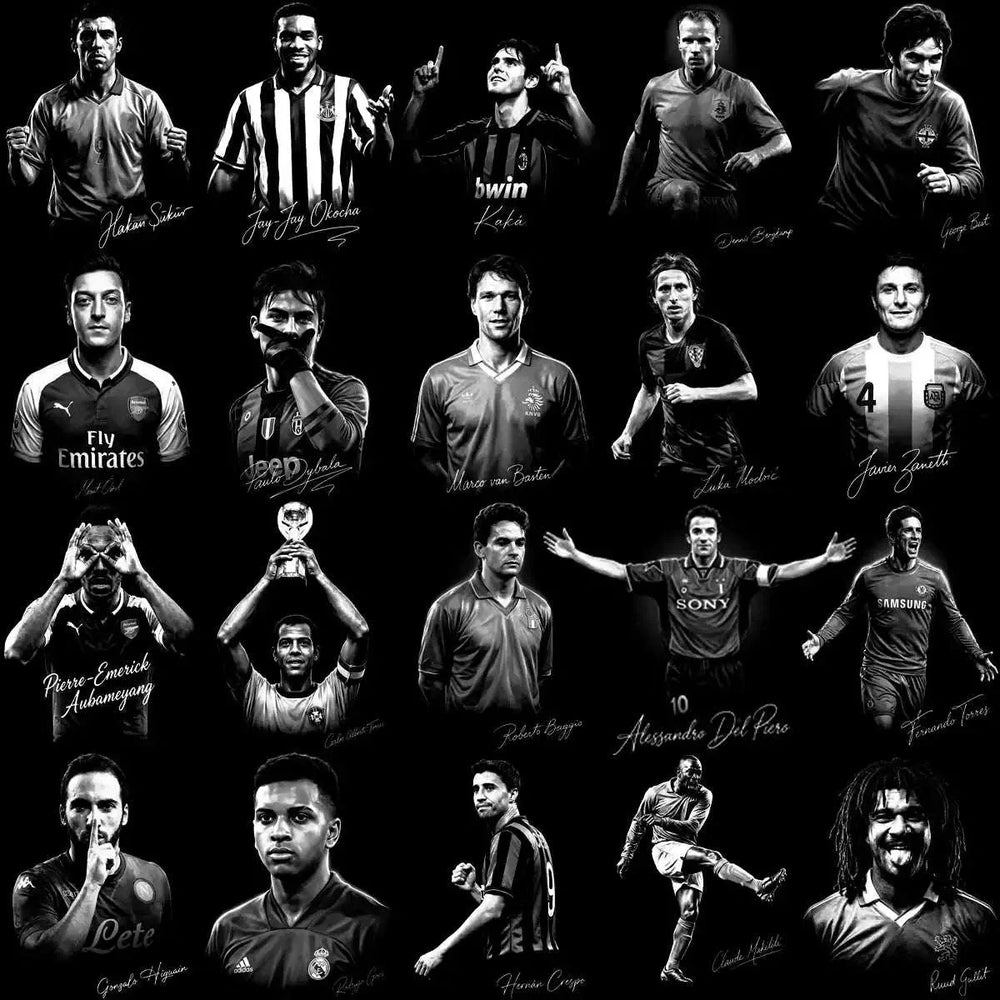 129 Soccer Legends Football Halftone Signature Designs Bundle PNG
