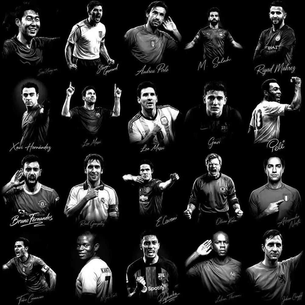 129 Soccer Legends Football Halftone Signature Designs Bundle PNG