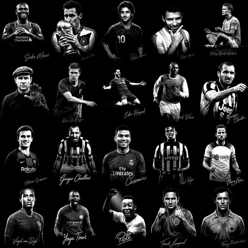 129 Soccer Legends Football Halftone Signature Designs Bundle PNG