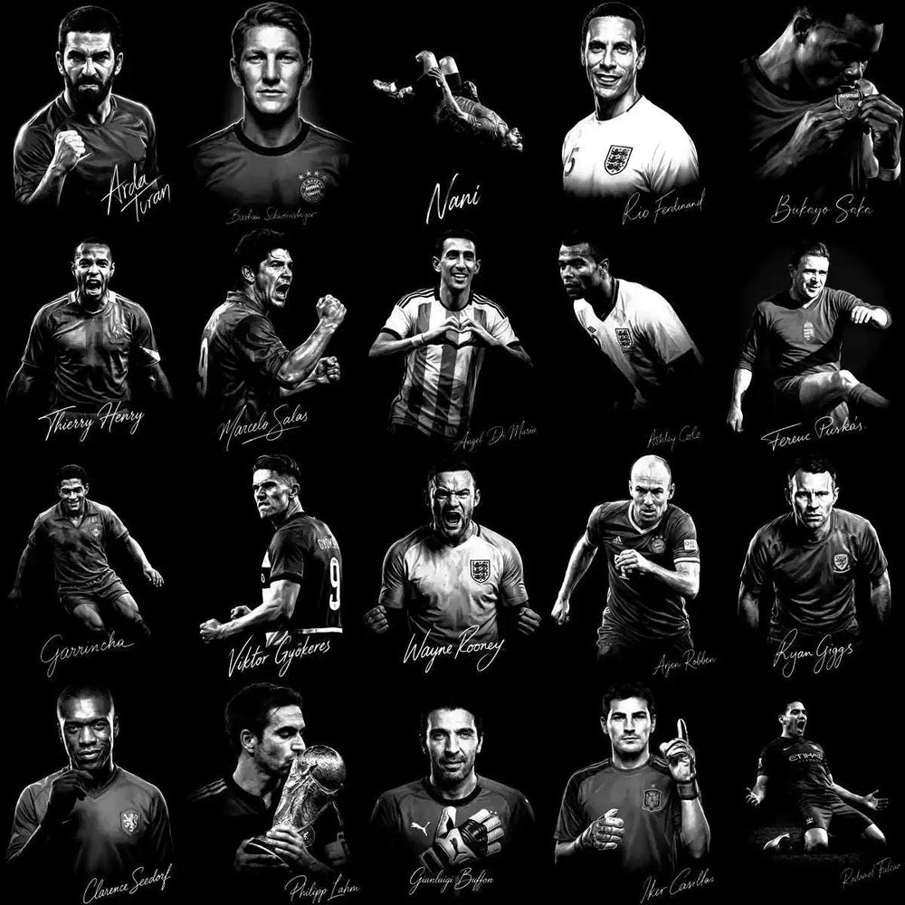 129 Soccer Legends Football Halftone Signature Designs Bundle PNG