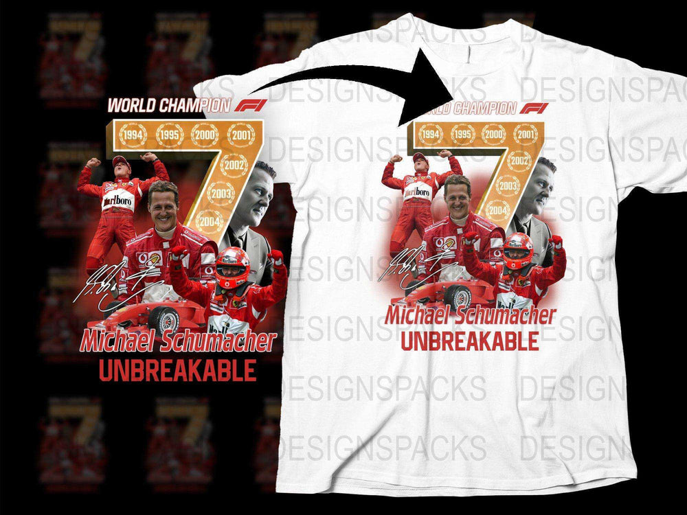 Michael Schumacher Unbreakable T-Shirt, F1 Champion, Racing Legends Tee, Collectible Sports Apparel