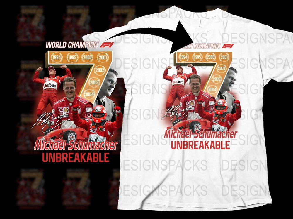 Michael Schumacher Unbreakable T-Shirt, F1 Champion, Racing Legends Tee, Collectible Sports Apparel