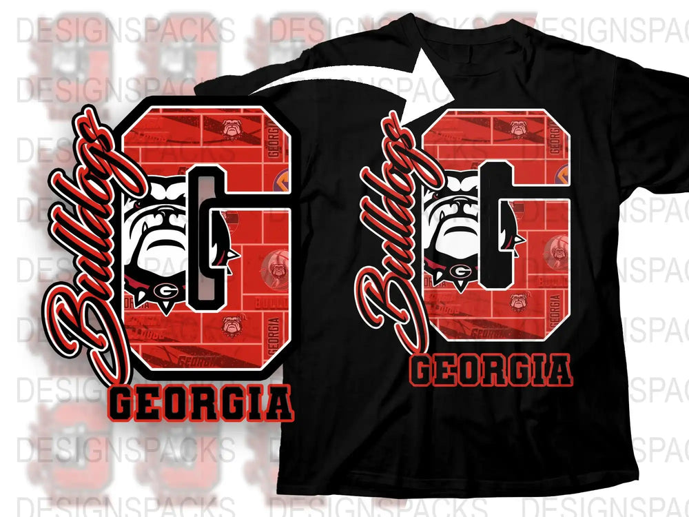 Georgia Bulldogs T-Shirt, Red and Black Graphic Tee, College Football Fan Apparel, Sports Style Shirt