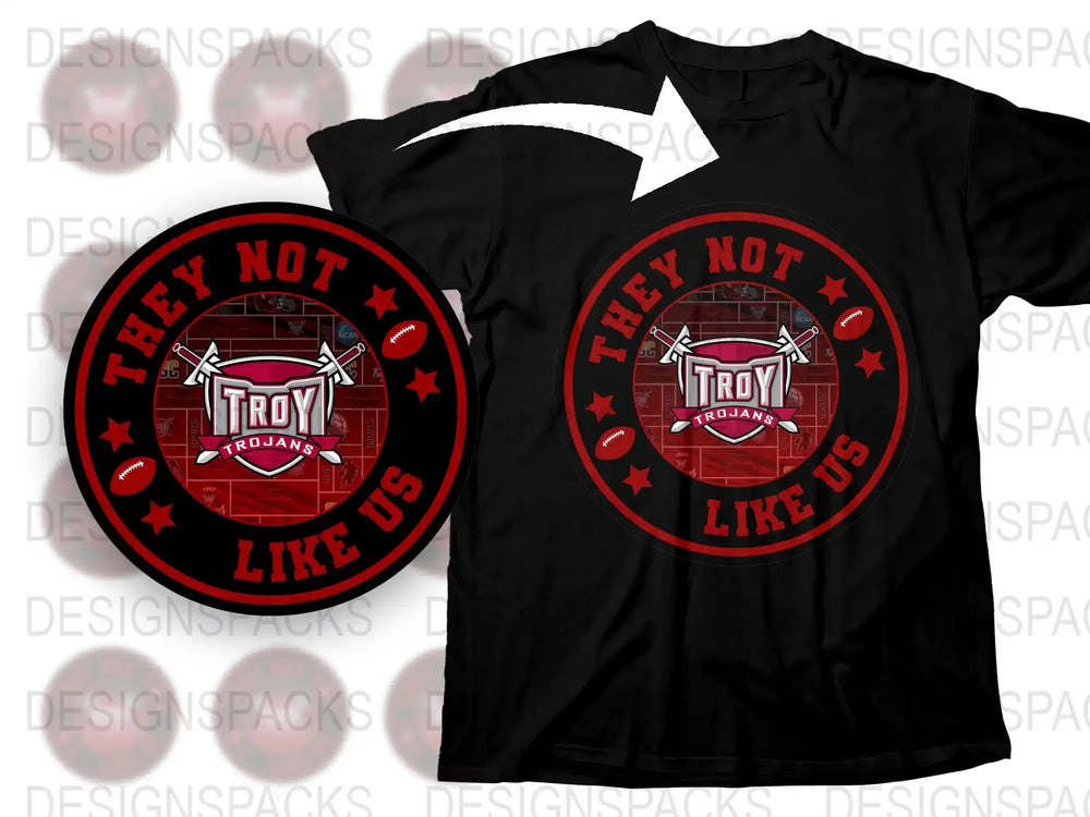 Troy Trojan Graphic T-Shirt, Bold Red and Black Athletic Design, Stylish Casual Wear