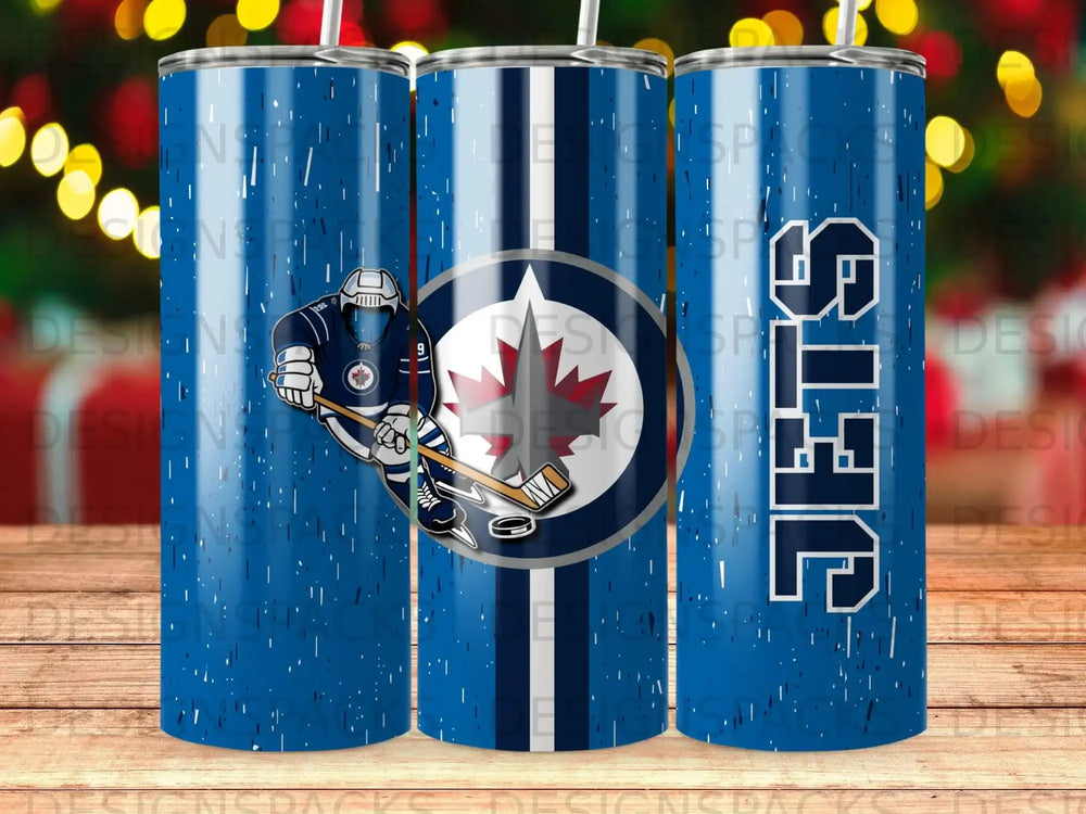 Winnipeg Jets Hockey Player 9 Blue Striped Speckled Tumbler product type