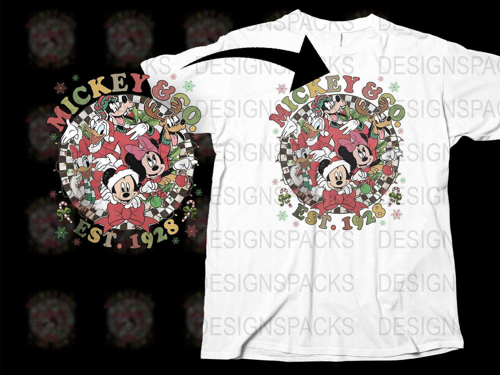 Mickey and Friends Holiday T-Shirt, Vintage Disney Christmas Tee, Festive Family Apparel 1948