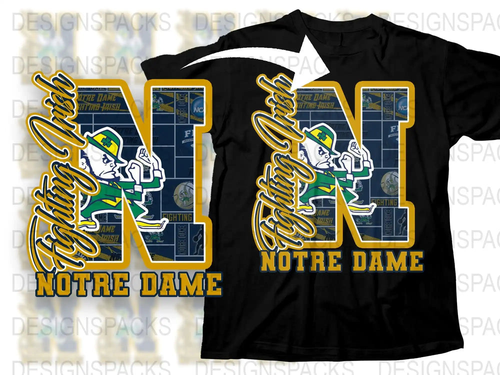 Notre Dame Fighting Irish T-Shirt, Vintage College Football Graphic Tee, Retro Sports Apparel for Fans