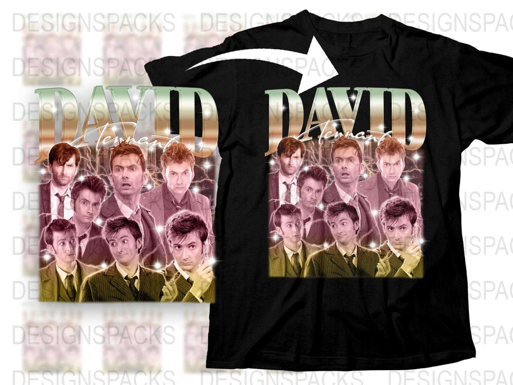David Tennant Fan T-Shirt, Multiple Expressions Design, Classic Black Tee, Unisex Graphic Shirt