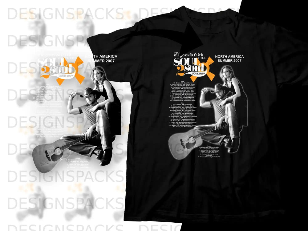 Black t-shirt featuring Tim McGraw and Faith Hill for their 2007 North American Soul Tour.