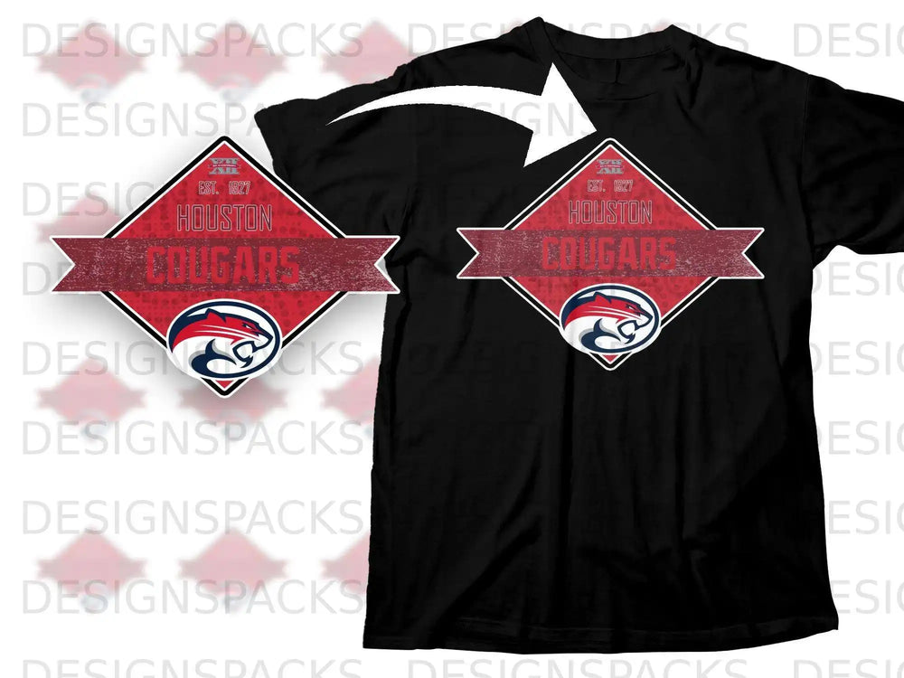 Houston Cougars Est 1927 Black Graphic T-Shirt