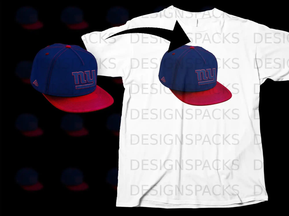 Vintage Blue and Red NYU Logo Hat Graphic T-Shirt