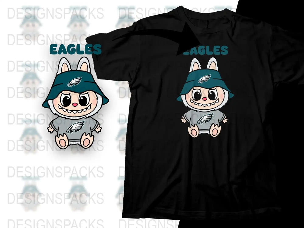 Cute Cartoon Eagle Character Black T-Shirt, Funny Animal Graphic Tee, Casual Streetwear, Unisex Cotton Shirt for All Ages