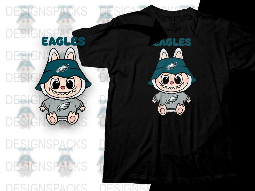 Cute Cartoon Eagle Character Black T-Shirt, Funny Animal Graphic Tee, Casual Streetwear, Unisex Cotton Shirt for All Ages