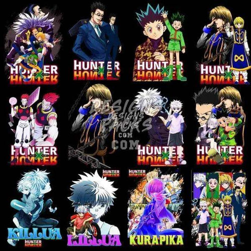 Hunter x Hunter anime character designs for DTF, DTG, embroidery & tumbler wraps — print-ready PNG, SVG, PES