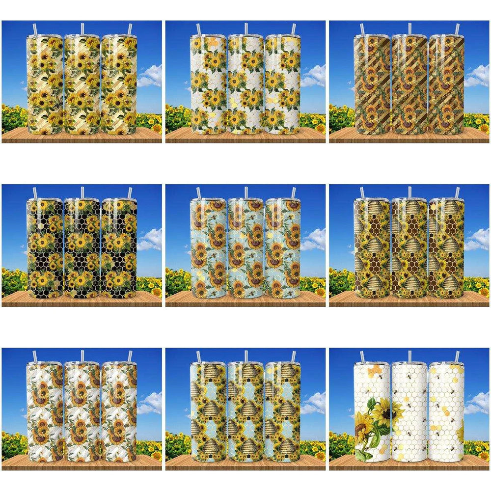 13 Sunflowers Tumbler Wrap Designs Bundle JPG