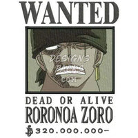 Load image into Gallery viewer, 13 Wanted Anime One Piece Bounty Embroidery Designs Bundle Multi Sizes

