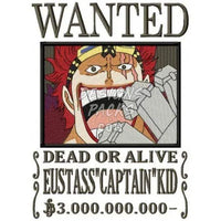 Load image into Gallery viewer, 13 Wanted Anime One Piece Bounty Embroidery Designs Bundle Multi Sizes
