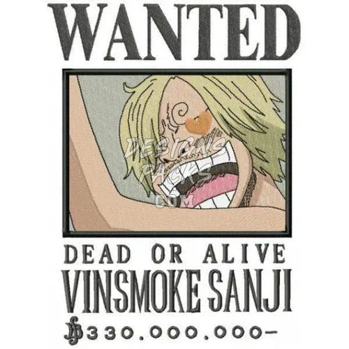 13 Wanted Anime One Piece Bounty Embroidery Designs Bundle Multi Sizes