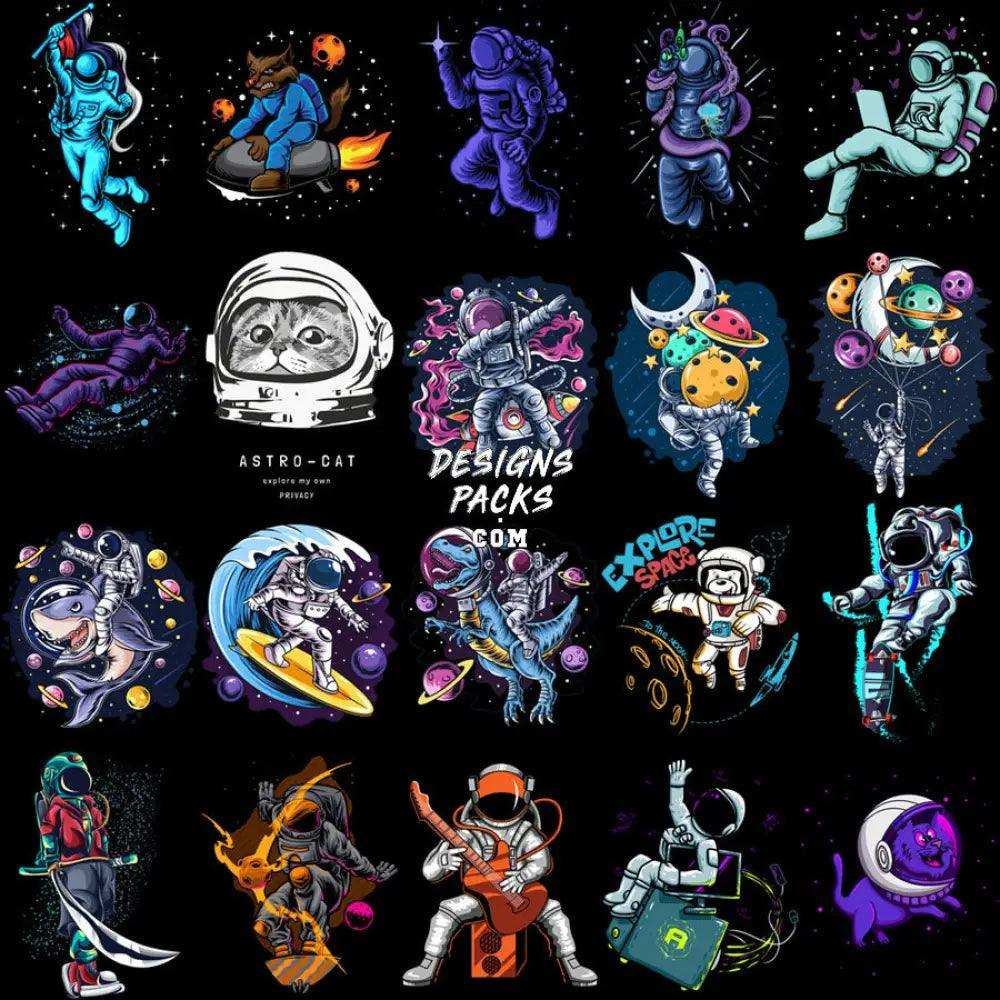 130 Astronaut Hobbies Designs Bundle Png + Ai