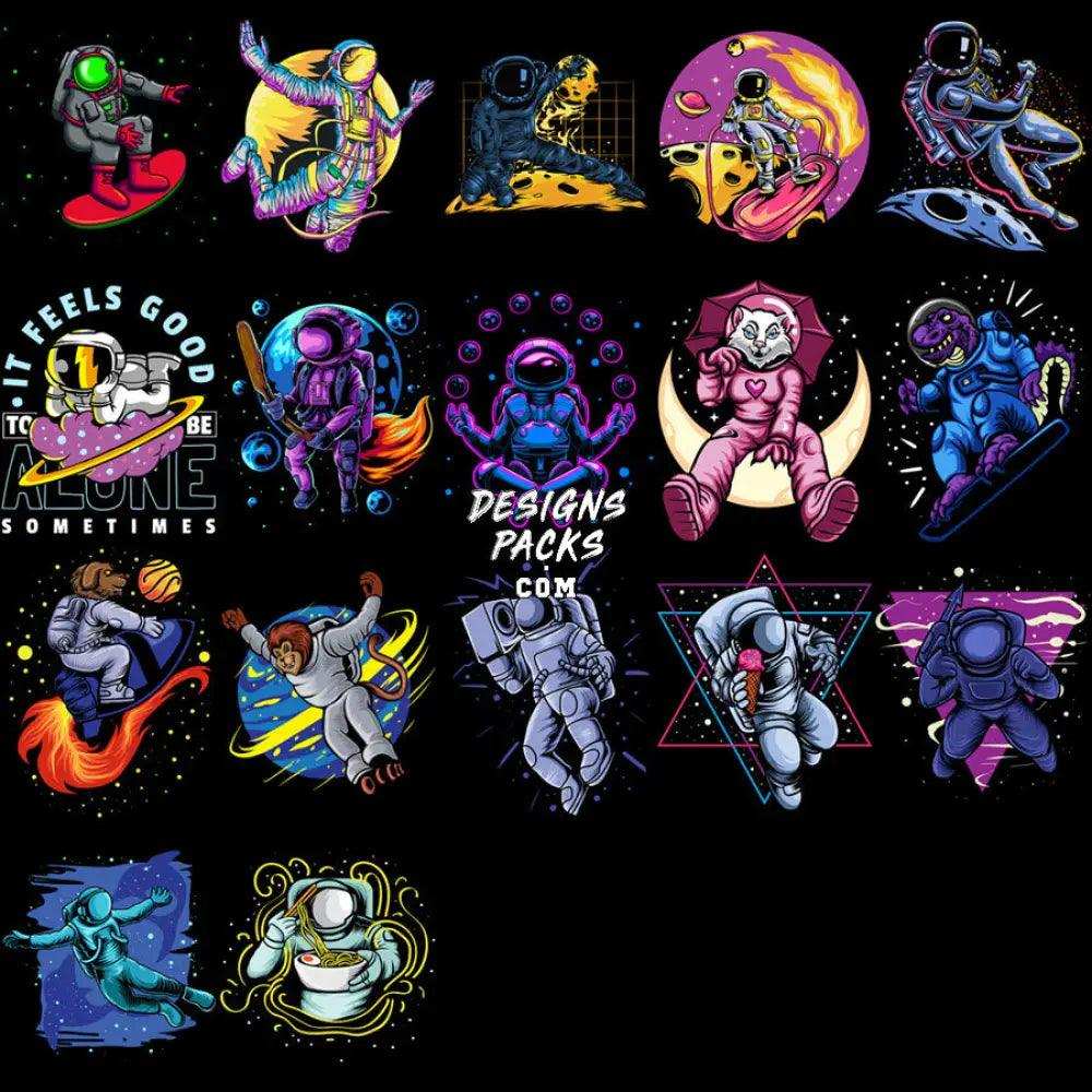 130 Astronaut Hobbies Designs Bundle Png + Ai