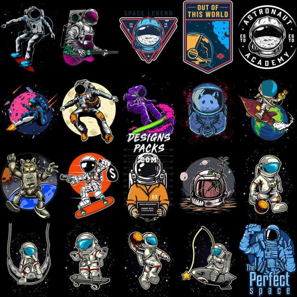 130 Astronaut Hobbies Designs Bundle Png + Ai