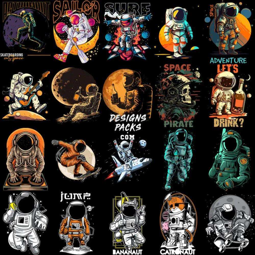 130 Astronaut Hobbies Designs Bundle Png + Ai
