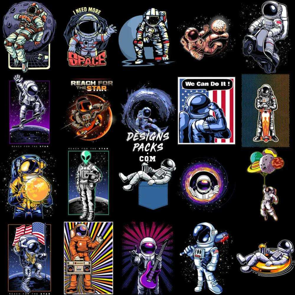 130 Astronaut Hobbies Designs Bundle Png + Ai