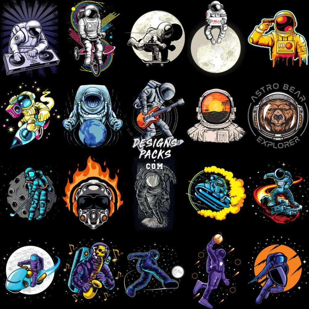 130 Astronaut Hobbies Designs Bundle Png + Ai