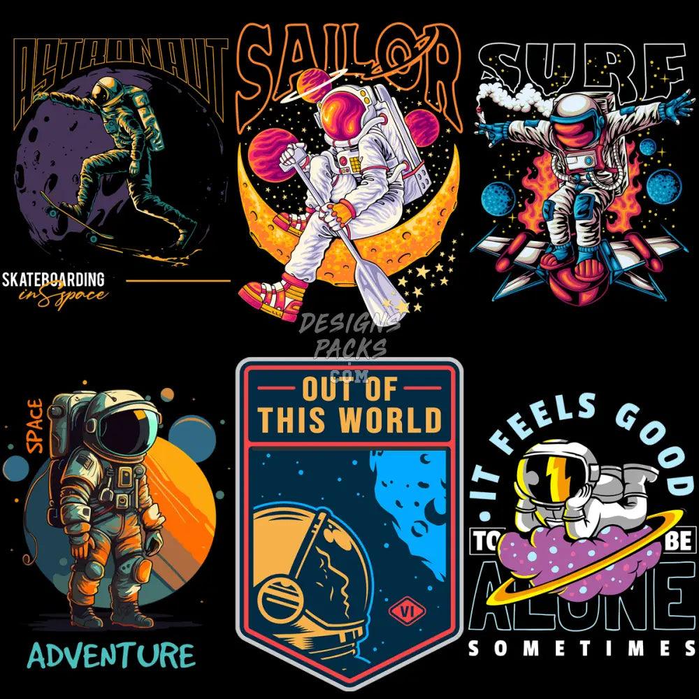 130 Astronaut Hobbies Designs Bundle Png + Ai