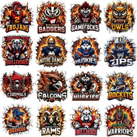Load image into Gallery viewer, 130 College Football NCAA Teams Mascots on Fire Designs Bundle PNG
