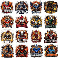 Load image into Gallery viewer, 130 College Football NCAA Teams Mascots on Fire Designs Bundle PNG

