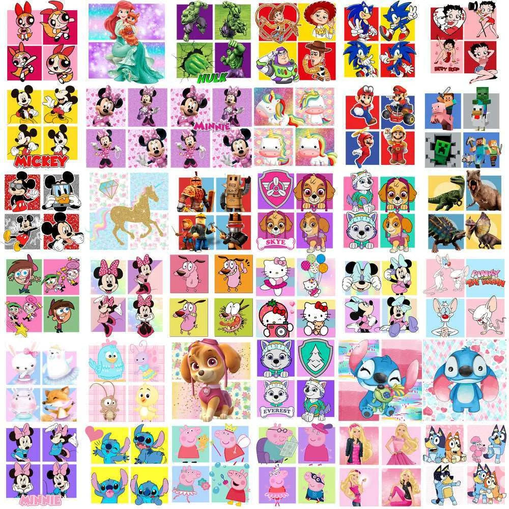 130 Ultimate Square Cartoons Kids Classics Designs Bundle PNG