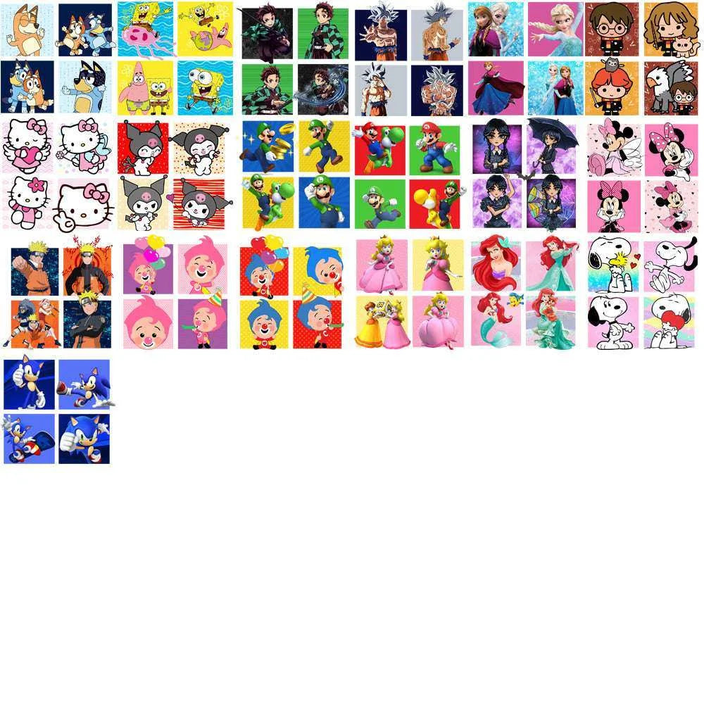 130 Ultimate Square Cartoons Kids Classics Designs Bundle PNG