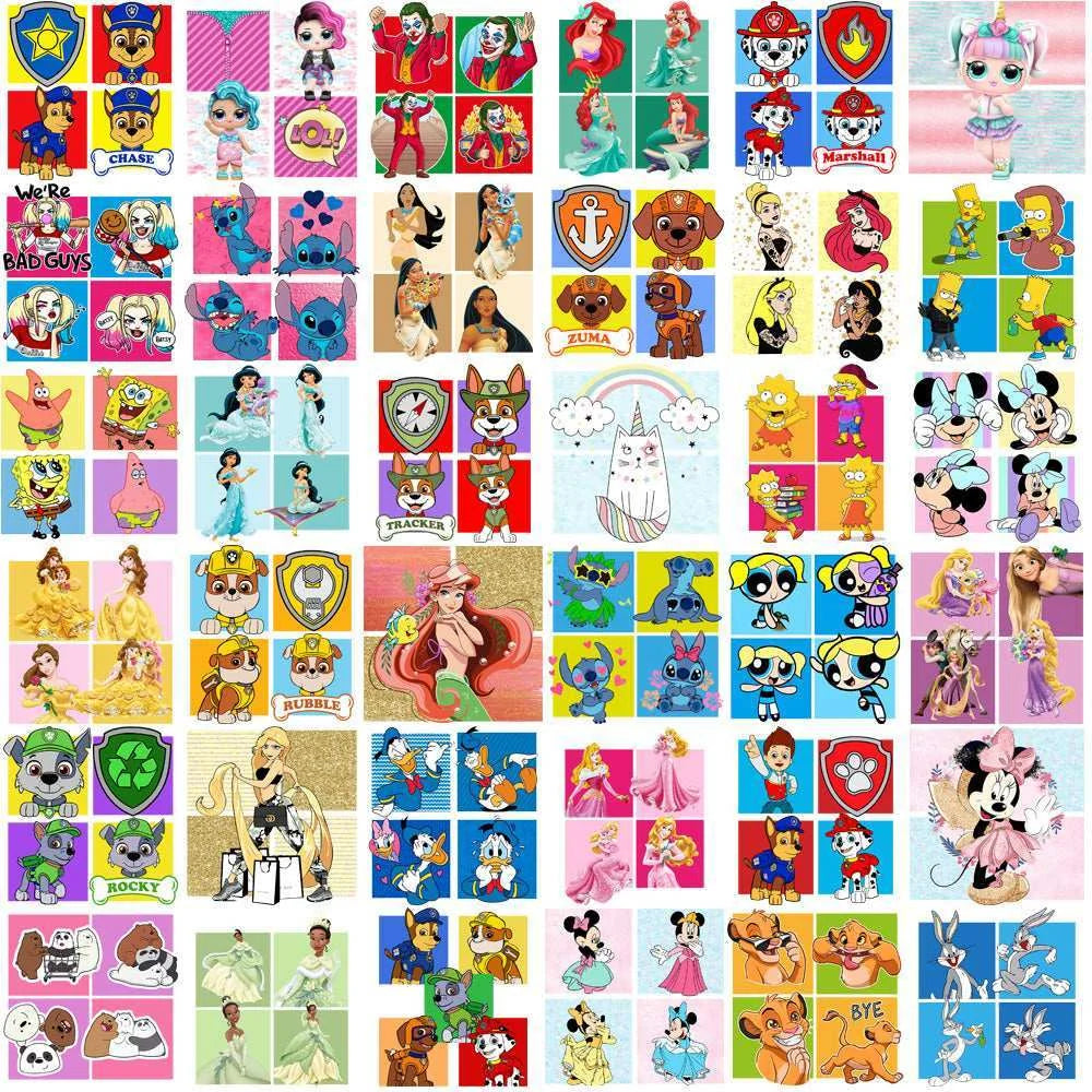 130 Ultimate Square Cartoons Kids Classics Designs Bundle PNG