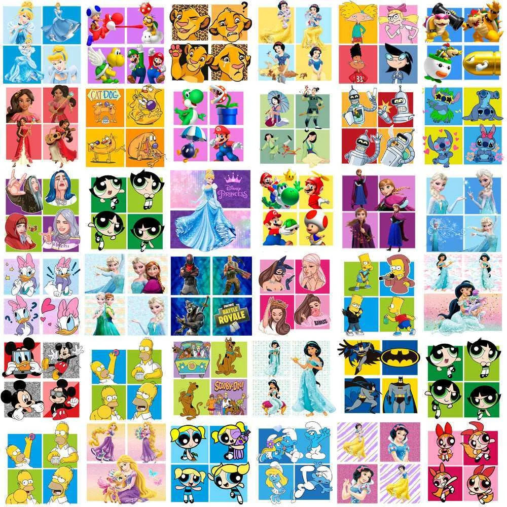 130 Ultimate Square Cartoons Kids Classics Designs Bundle PNG