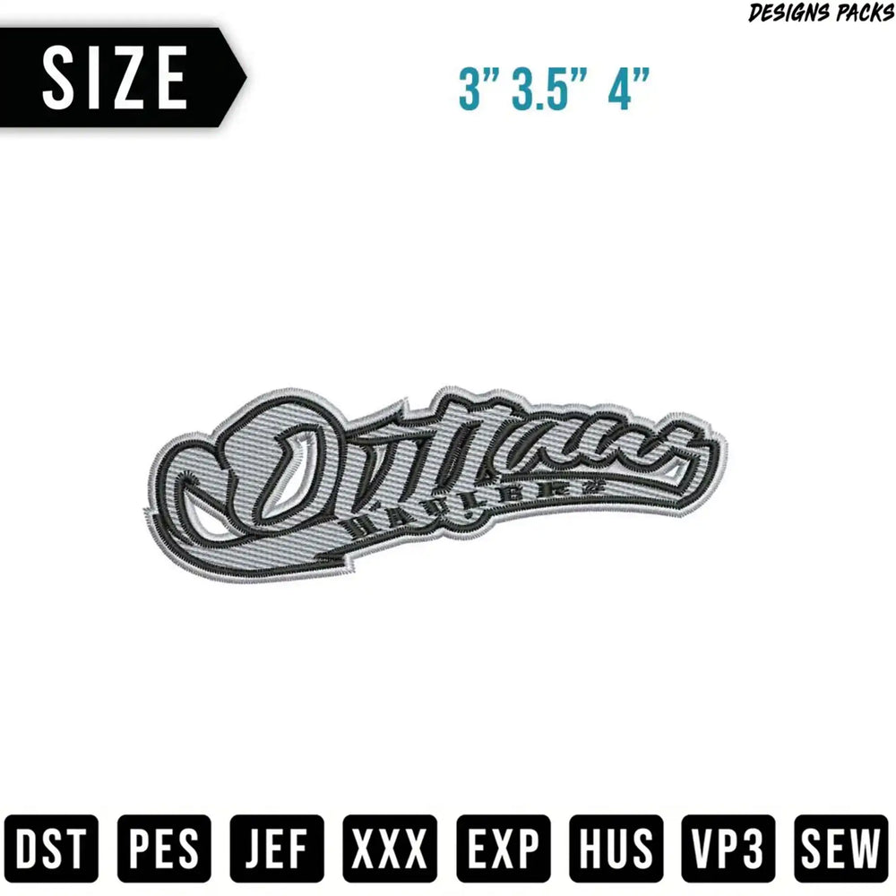 "Outlan" embroidered patch with size options and file formats.