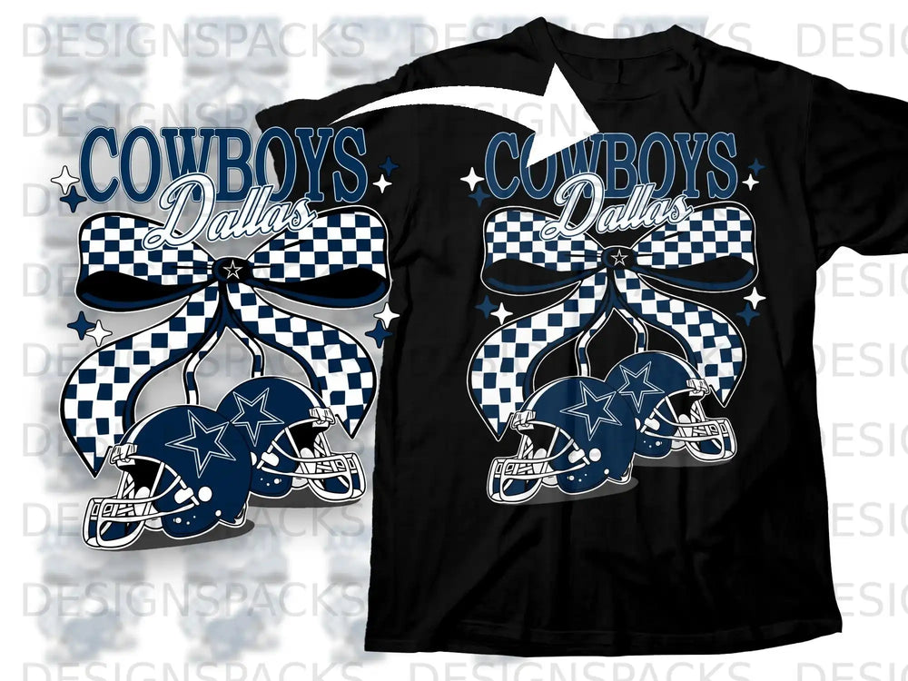 Cowboys Dallas Checker Bow Design Football Shirt